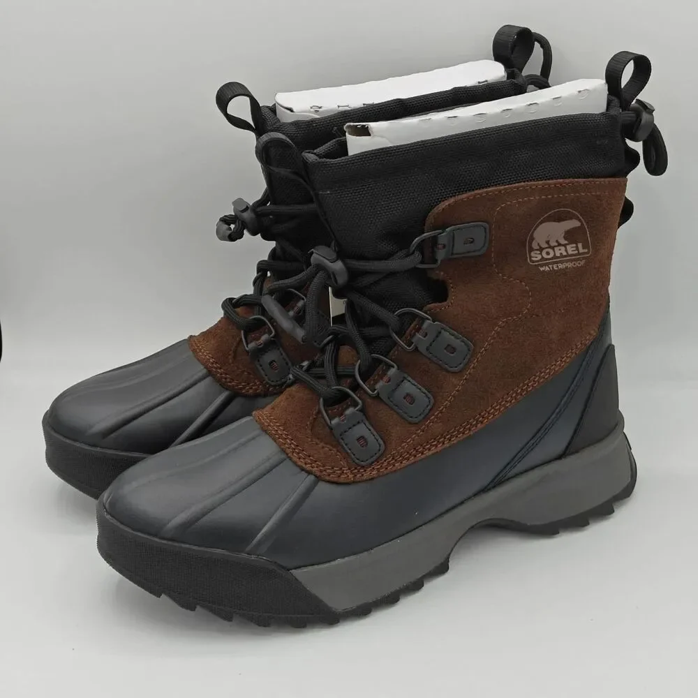 SOREL Scout 87 XT WP Tobacco Black Waterproof Boots Men’s Size 9 Leather